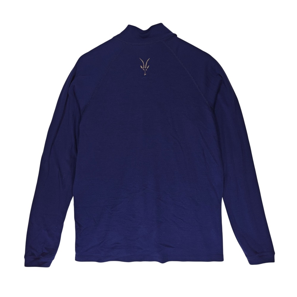 Ibex Mens Large 100% Merino Wool 1/4 Zip Pullover Navy Blue Long Sleeve USA Made - Picture 2 of 7